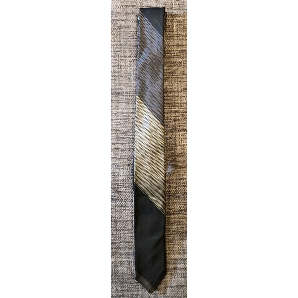 Vintage Skinny Necktie Mens 2in Black White Grey Neutral Classic MCM Rockabilly